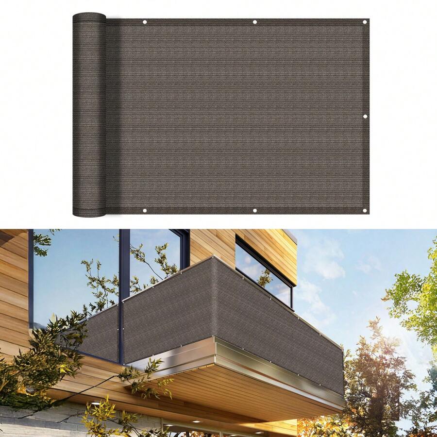 1PC Balcony Privacy Fence Screen Cover With Zip Ties Outdoor Screen Fence UV Protection For Deck Patio Backyard Apartment Pool Porch - 棕色 - 查看 1