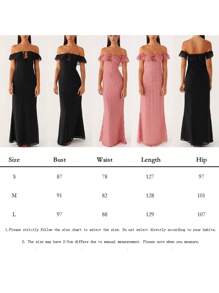 Womens Off The Shoulder Ruffle Party Dresses Beach Maxi Dress Summer Long Bodycon Sundress - Red - View 2