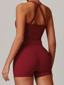 MASKERT Spring And Summer Women's Sports Suit Vest Fitness Suit Tight Running Suit High Stretch Fitness Yoga Suit Home Casual Comfortable Skin Friendly