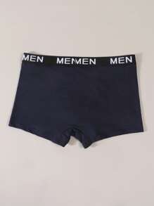 Men's Blue Modern Letter Print Heart Design Underwear, Thin Breathable Elastic Boxer Briefs, Casual & Fashionable - Blue - View 4