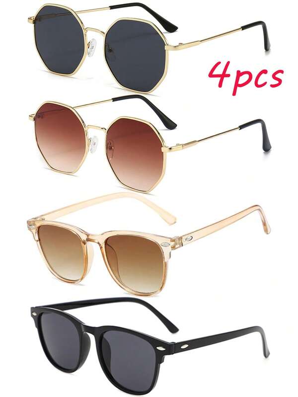 4 Pairs Of Fashionable Decorative Casual Glasses For Children And Youth, For Outdoor Play And Commuting