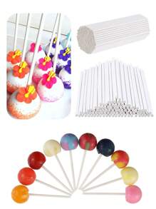 50/100/200 White Lollipop Sticks, 3.93-Inch Paper Stick Straws, Used For Cake Sticks, Cupcake Decorations, Candy Melting, Chocolate, Cookies, Desserts (Diameter 3mm), Wedding Party Gift Packaging - Multicolor - View 5