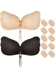 1pair Invisible Stick-On Lift Bra, Strapless Strappy Push Up Self-Adhesive Bra, Women's Lingerie Accessories Sticky Bra,Strapless Sticky Bra Open Back Bra Invisible Bra Silicone Nipple Cover Boob Pads Women's Push Up Bra - Multicolor - View 5