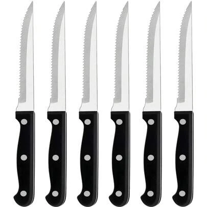 4/6/12 Pieces 8.7 Inches Stainless Steel Steak Knives With Plastic Handle,Durable Steak Knife,Barbecue Steak Knives Set,Dishwasher Friendly Cutlery Dinner Knife