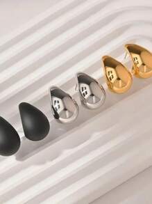 6pcs Charm Teardrop Shaped Fashion Stud Earrings, Brighten Up Your Ears - Multicolor - View 5