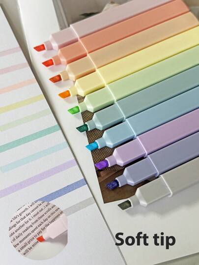 Funfull 10pcs/16pcs/20pcs Pastel Aesthetic&Earthy Vintage Highlighters, Soft Chisel Tip, No Bleed Bible Highlighter, Assorted Colors, Journaling School & Office Supplies