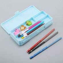 2pcs Multi-Color Translucent Matte Storage Box Multi-Function Double-Sided Macaron Plastic Box Suitable For Storing Jewelry, Pens, Erasers