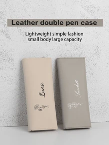 Estuche de lápices personalizado de unicolor, con patrón floral de diciembre, de doble capa y gran capacidad, bolsa de almacenamiento de papelería, organizador de papelería de unicolor multipropósito, regalo de vuelta al cole, regalo para amigos y compañeros de clase, multifuncional, ornamental, reutilizable, moderno, colorido, lindo, vintage, de dibujos animados, kawaii, personalizado, único, personalizado, trabajadores, clientes, estudiantes, para negocios/trabajo/oficina, para la escuela, vuelta al cole, útiles escolares