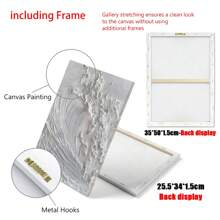 1 pièce Peinture sur canevas murale blanche à vagues libres, faite à la main, pour le salon, le bureau moderne, la décoration de la maison. Grande feuille décorative abstraite avec texture - 1 pièce - Voir 5