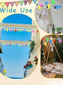50 pièces Guirlande de fanions en tissu colorés, drapeaux triangulaires bicolores, pour mariages, anniversaires, fêtes, décorations de chambres et de jardins, guirlande pour ouverture officielle - Drapeaux de célébration universels pour l'extérieur
