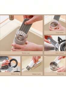1pc/5pcs/10pcs Multi-Functional Bendable Handle Cup Cleaning Brush, Household Groove Crevice Brush, Grout Cleaning Brush, No Dead Angle Cup Brush - Multicolor - View 4