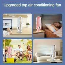Ventilador de aire acondicionado portátil multifuncional, con motor dual, 5 velocidades de viento de 360°, carga USB y entrada USB, apto para oficina, viajes, campamento y uso en autocaravana