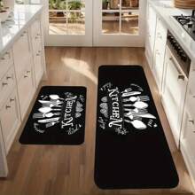 1pc/2pcs/3pcs Black & White Kitchen Mat - Crystal Velvet Material, Anti-Fouling Anti-Slip, Machine Washable, Suitable For Sink, Bedroom, Living Room And Dining Room - Multicolor - View 4