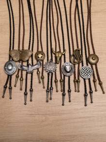 10pcs Random Mixed Western-Style Bolo Tie Necklace Cord Choker For Men - Multicolor - View 16