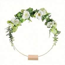 1pc/5pcs/10pcs DIY Metal Lightweight Flower Wreath Rings, Handmade Metal Light Chain With Wood Base For Wedding Party Decor, Floral Wreath Ring With Stand, Suitable For Christmas, Wedding, Holiday Party Table Centerpieces - Multicolor - View 6