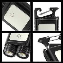 1 pieza Linterna LED mini portátil y multifunción - 6 modos de iluminación + luz lateral COB, 500 lúmenes ultra brillante, batería de carga rápida Tipo-C de larga duración, resistente al agua IPX5, gancho magnético colgante, esencial para aventuras al aire libre/acampada/hogar/emergencias