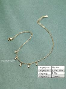 1pc 925 Sterling Silver Elegant Casual Cubic Zirconia Decor Anklet, Suitable For Daily Wear And Vacation