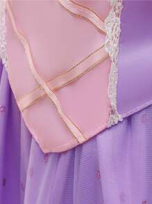 Young Girl Purple Bowknot Net Mesh Princess Dress - Multicolor - View 6