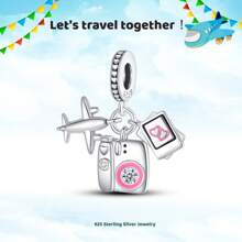 Breloques en argent sterling 925 colorées en forme de montgolfière, d'avion et d'appareil photo. Charmante breloque de montgolfière turque, convient aux bracelets, aux bracelets et à la conception de bijoux DIY pour femmes. Idéal pour assortir à vos tenues quotidiennes. - Argent - Voir 12