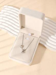 1 Fashion Simple Stainless Steel Love Letters Ladies Pendant Necklace Suitable For Ladies Daily Wear Holiday Dating Gift Jewellery Mother's Day Gift (With Gift Box)