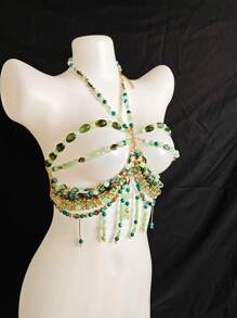 Unisex Sexy Acrylic Crystal Sequin Hollow Pendant Body Chain Necklace, Suitable For Nightclub, Party, Hotel, Carnival, Couples - 彩色 - 查看 11