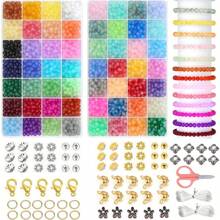 50pcs/360pcs/720pcs 8mm Cracked Crystal Glass Round Beads Jewelry Making Kit For DIY Bracelets, Necklaces, Earrings And Crafts, Beading Kit For Beginners (Random Colors)