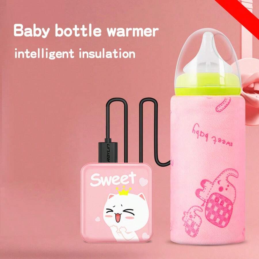 Funda calentadora de botella para automóvil con temperatura constante alimentada por USB, universal - Rosa - Ver 1