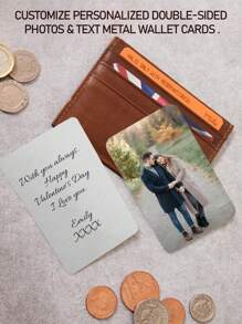 1pc Personalized Metal Wallet Card With Picture And Text, Custom Photo Text Engraved Wallet Insert For Husband Dad Men Gift Your Loved Ones A Personalized Metal Wallet Card That Holds A Special Photo And Heartfelt Message. - Multicolor - View 6