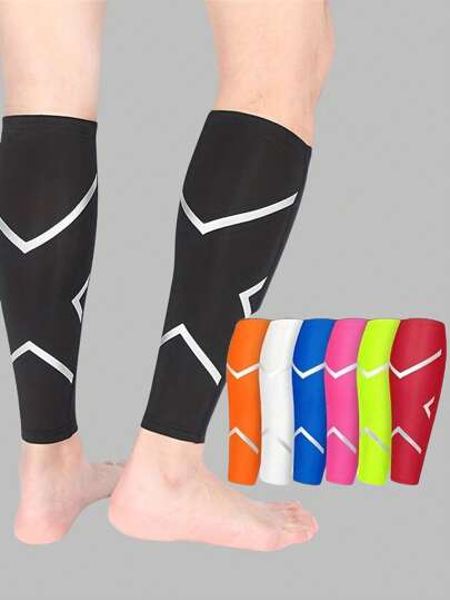 [2025 升级版] 男女通用压缩小腿套 - 透气反光运动支撑护具 | 吸湿排汗涤纶材质 | 缓解疲劳、胫骨疼痛和抽筋 | 适用于篮球、足球、跑步、骑自行车、徒步旅行和户外训练