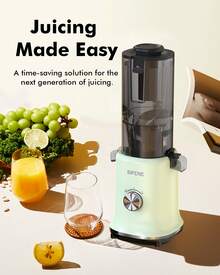 SiFENE Whole Fruits Cold Press Juicer Machine - 4.3-Inch Wide Mouth Slow Masticating Juicer With Large Feed Chute For Vegetables And Fruits, Easy To Clean, Nutrient-Rich Juice Extractor (Green) - US A Type Plug(110-127V) - View 10