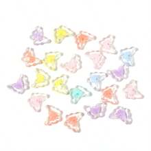 100 件亚克力透明糖果色可爱卡通花心珍珠串珠适用于 DIY 友谊手链项链脚链发夹饰品，适合礼物、派对和节日（颜色随机） - 蝴蝶(100顆/包) - 查看 44