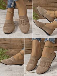 GlamourGrip Tenis de mujer sin cordones tipo slip-on, tenis para mujer cómodos y transpirables con suela plana ligera, zapatos cómodos de mujer ideales para primavera, otoño y conducción, tenis deportivos para mujer para uso diario y estilo casual - Camel - Ver 9