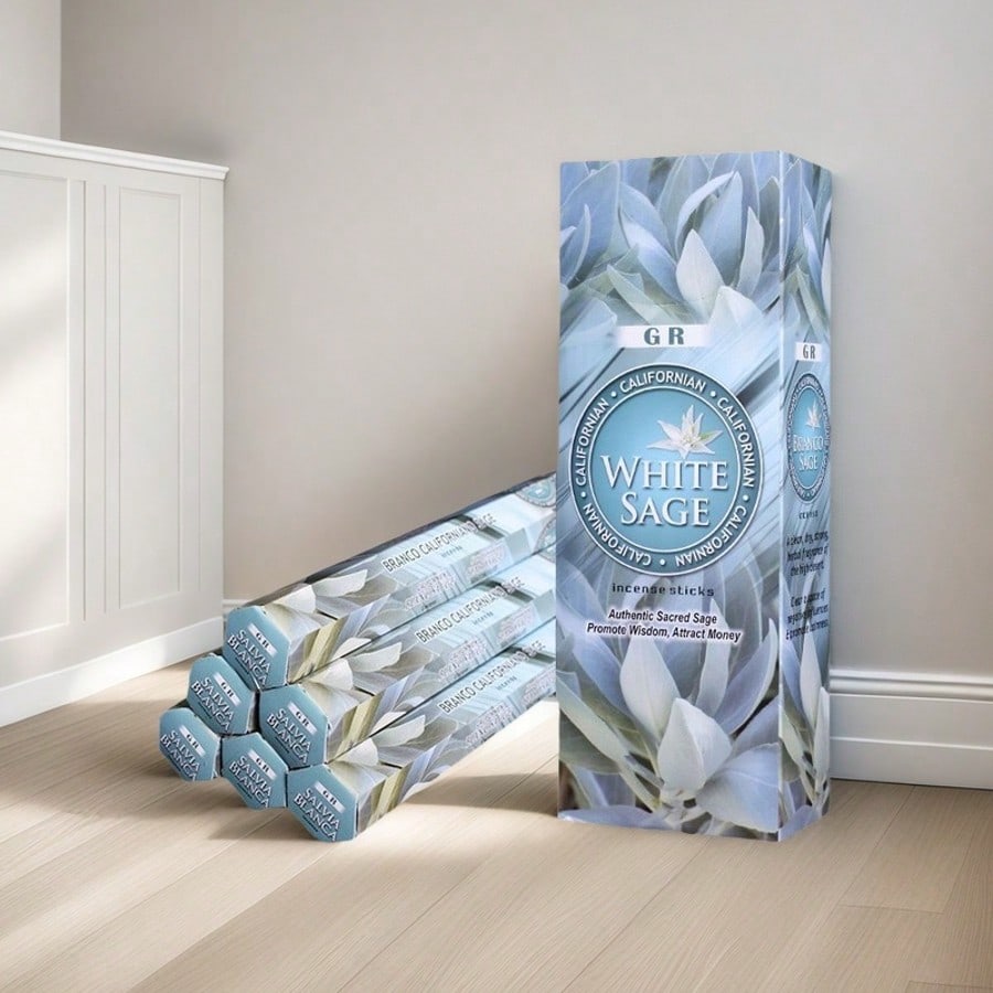 Incenso naturale di salvia bianca, luna, palo santo, nag champa, camomilla, 20 bastoncini in una confezione, purifica l'energia negativa, fragranza