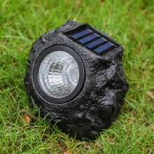Solar LED Courtyard Landscape Spotlight Outdoor Lighting Courtyard Imitation Stone Landscape Lamp Waterproof Rock Stone Solar Lamp 4 LED Lights, Outdoor Garden Lighting For Pathway, Yard, Patio - 4 LED - View 3
