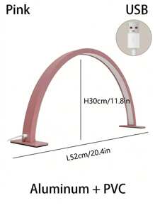 LED 1pc White/Pink Half Moon Nail Table Lamp, 14.1 Inch / 20.4 Inch Size Fill Light, Linear Monochrome Dimming, For Nail, Dresser, Reading Night Lights