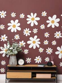 12 Sheets Daisy Wall Decal Flowers Wall Stickers, Large Cute Daisy Stickers White Flower Decals Ready To Peel And Stick Nursery Bedroom Living Room Home Decor, Bohemian Wall Stickers Wall Decor Baby Room Wall Stickers Summer Window Stickers Daisy Stickers Bedroom Wallpaper.(There Is A Thin Film On The Outside That Needs To Be Removed Before Use.) - White - View 6