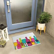 Summer Beach Sand And Shells Entrance Door Mat, Non-Slip Rubber Backing Welcome Door Mats Low Profile Doormat For Entryway Outside Rug For Front Door, Entrance, Kitchen -30" X 18" - White Green - View 3