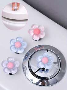 花卉卡通马桶冲水把手，花朵造型马桶冲水按钮，马桶水箱按钮，花朵造型马桶搋子，马桶冲水按钮按压工具，创意花朵抽屉柜拉手 - 轻松按压，时尚浴室配件，增添优雅氛围，适合长指甲浴室装饰，秋季装饰