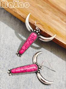 طقم مجوهرات مكون من قلادة وخاتم وأقراط بتصميم غربي عتيق مخصص للنساء، متعدد الألوان لتناسب أي إطلالة