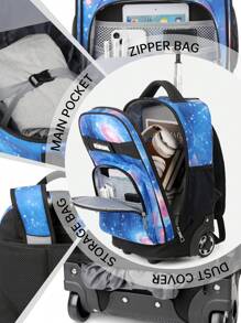 High Quality Multi-Function Rolling Backpack, With Retractable Handle, Large Capacity, Multi-Compartment Design, Quiet Wheels, Oxford Cloth Material, Suitable For Business Travel And Daily Use - Multicolor - View 8