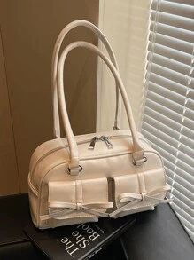 Fashion Classic Joker Solid Color Pu Waterproof Fabric, Letter Pattern Decoration Design, Multi-Pocket, Shell Bag, Shoulder Bag, Underarm Bag With Pendant Decoration Design, Suitable For Traveling And Shopping, Commuting To Work, Party, Date, And New Year Wear. - View 2