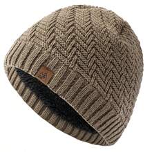 gorros tejidos a para hombres y mujeres, gorro para exteriores, gorros deportivos cálidos con forro de piel de felpa - Negro - Ver 3
