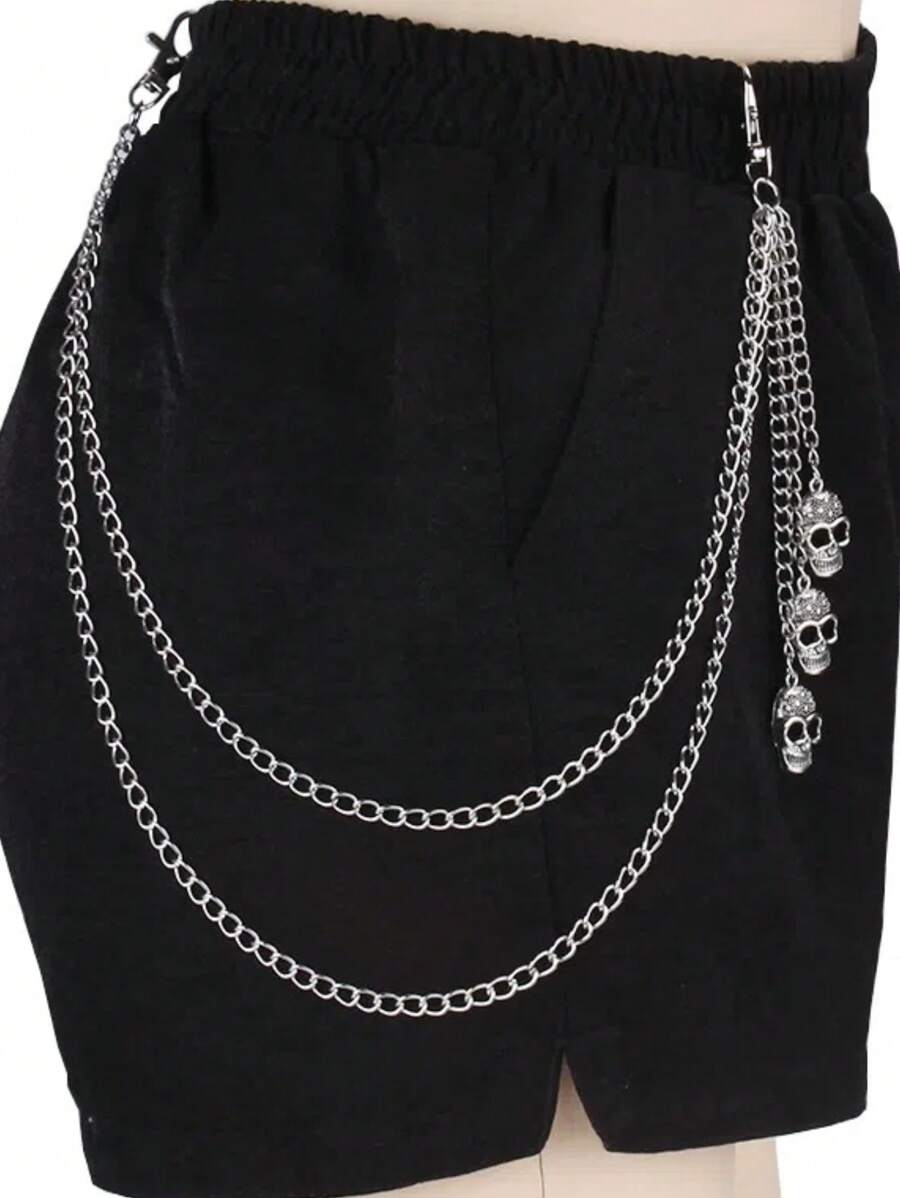 1pc Double Layer Skull Pants Chain, Suitable For Daily Wear