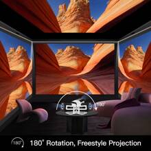 100 "Foldable Projector Screen/ JY320 Mini Projector US Plug Newly Native 720P 1080P/4K Android 13 Wired Auto Keystone Portable Video Projector, 180 Degree Flip, Home Movie Projector - 查看 5