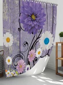 1 Stück / 4 Stücke farbenfrohe abstrakte Blumen Kunstwerke Multifunktions Badezimmer wasserdichter Duschvorhang mit 12 Haken, rutschfeste Badmatte, U-förmige Toilettenvorlage und runde Toilettendeckelabdeckung, Badezimmer Set für alle Szenarien Schulanfang