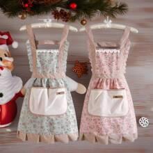 1 Pc Female Women Apron Linen Aprons Dress Garden Cafe Kitchen Cooking Florist Palace Style Vintage Fashion Dress Aproning