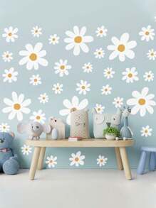 12 Sheets Daisy Wall Decal Flowers Wall Stickers, Large Cute Daisy Stickers White Flower Decals Ready To Peel And Stick Nursery Bedroom Living Room Home Decor, Bohemian Wall Stickers Wall Decor Baby Room Wall Stickers Summer Window Stickers Daisy Stickers Bedroom Wallpaper.(There Is A Thin Film On The Outside That Needs To Be Removed Before Use.) - White - View 7