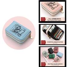 Women Multipurpose Small Card Holder Organ Type Clutch Bag Double Zipper Wallet PU Leather Coin Purse Women Pink Wallet ID Card Holder Short Purse With Coin Pocket Pu Money Bag Cartoon Money Cash White-Collar Workers For Female For Women College Work Business Commute Office For Anniversary For Couple For Birthday Gift On Valentine Day Gift Gift Present Gifts For Teachers
