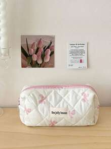 3-Piece Makeup Tool Storage Set 3-Piece Quilted Cute Style Cosmetic Bag Travel, College Dormitory, Bathroom Toiletry Bag Large Capacity Portable Cosmetic Bag Girls Gift Travel Essentials Holiday Essential Cosmetic Bag Beauty Makeup Bag