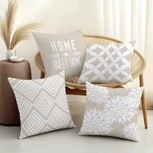 4 piezas Fundas de cojín decorativas de 45x45cm/50x50cm con estampado de patrón de celosía minimalista moderno [impresión de un solo lado], de poliéster para sofá, cama, coche, decoración del hogar, aptas para uso diario, minimalistas de lujo y para uso personal
